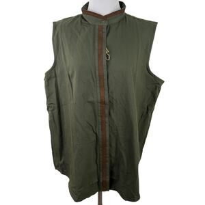 King Ranch Women's Green with Leather Trim Button Up Shirt NWT Size XL